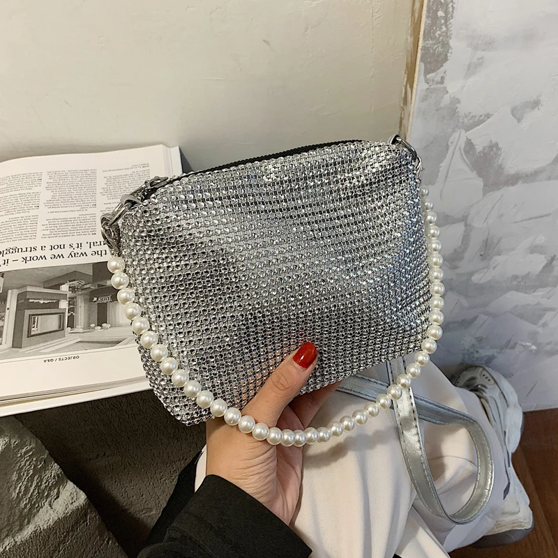 

с доставкой Pearl portable sequins Small Crossbody Bags for Women 2020 Winter Soft Shoulder Handbags Women's Travel Hand Bag